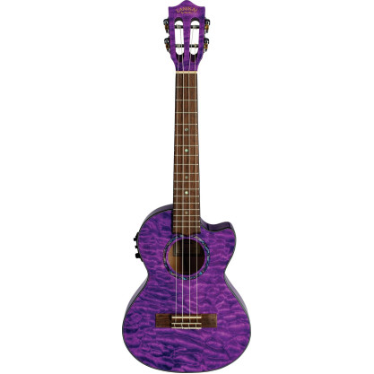 Lanikai LKUQMPUCET Tenor Ukulele, Quilted Maple Series, Purple, Cutaway, Preamp, Softcase