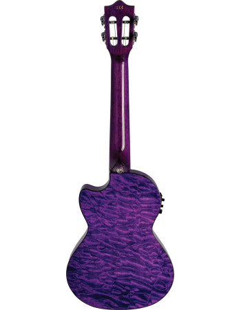 Lanikai LKUQMPUCET Tenor Ukulele, Quilted Maple Series, Purple, Cutaway, Preamp, Softcase