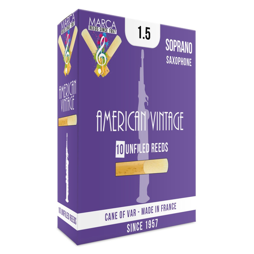 Marca MAAV315-10 AMERICAN VINTAGE, Reeds for Bb-Soprano Saxophone, 10 Pack, #1.5