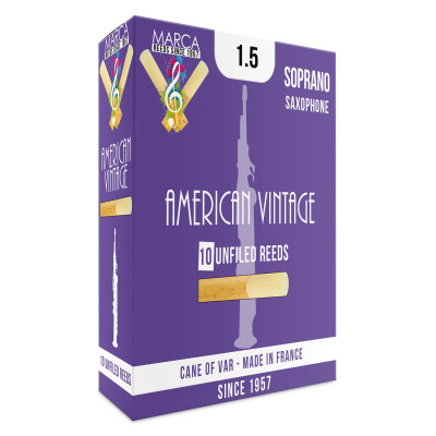 Marca MAAV315-10 AMERICAN VINTAGE, Reeds for Bb-Soprano Saxophone, 10 Pack, #1.5