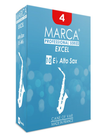 Marca MAEX440-10 EXCEL, Reeds for Eb-Alto Saxophone, 10 Pack, #4.0