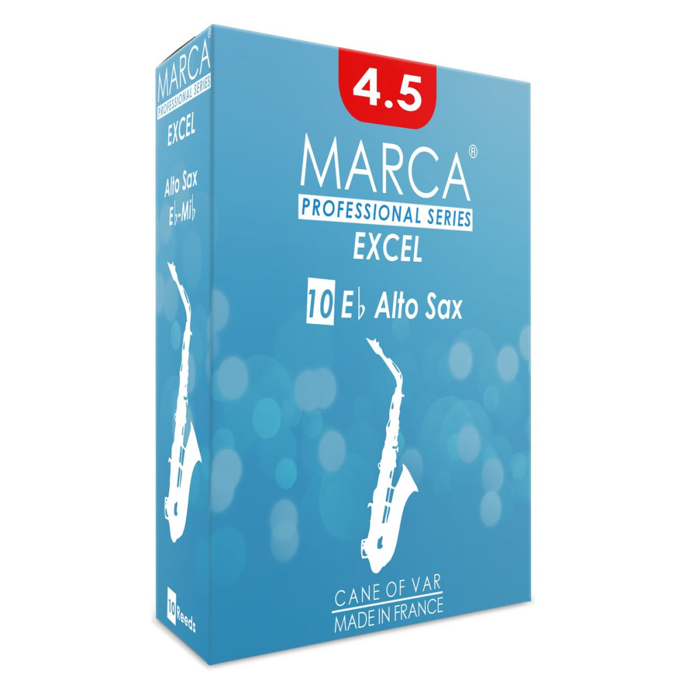 Marca MAEX445-10 EXCEL, Reeds for Eb-Alto Saxophone, 10 Pack, #4.5