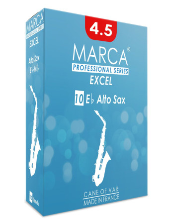 Marca MAEX445-10 EXCEL, Reeds for Eb-Alto Saxophone, 10 Pack, #4.5