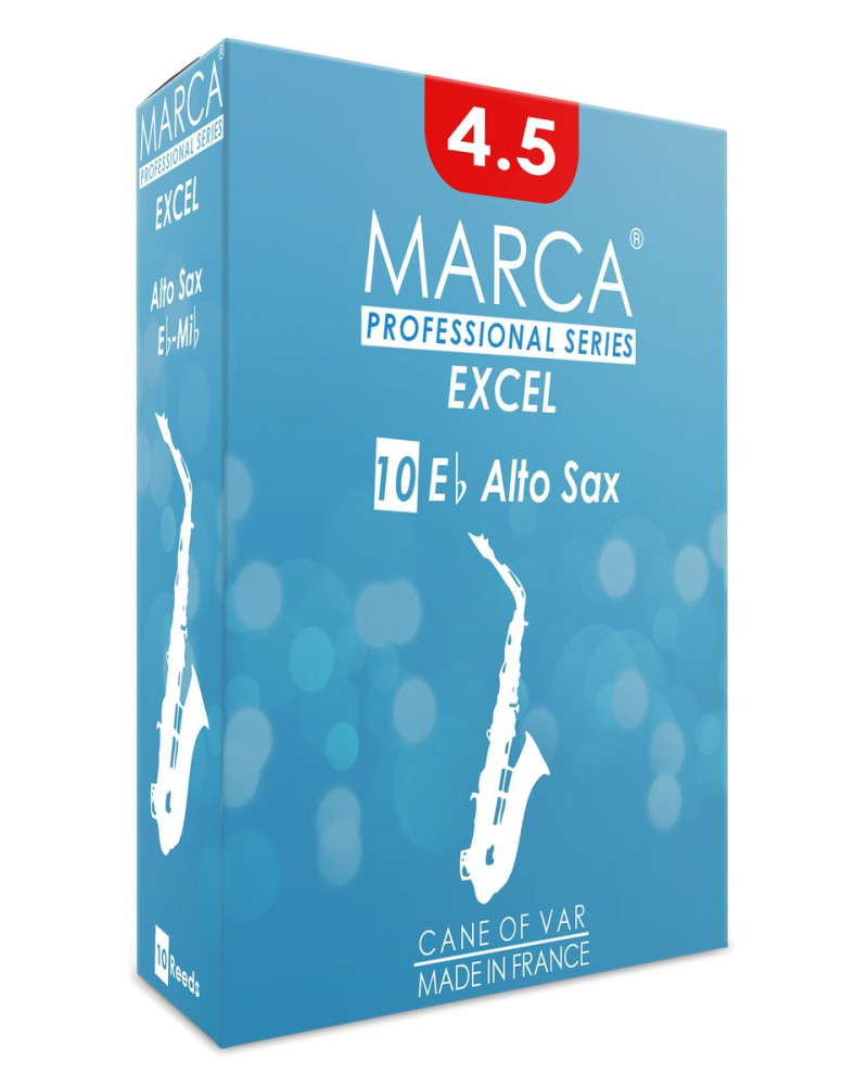 Marca MAEX445-10 EXCEL, Reeds for Eb-Alto Saxophone, 10 Pack, #4.5