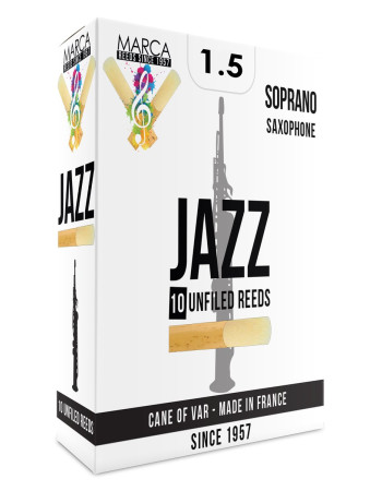 Marca MAJZU315-10 JAZZ UNFILED, Reeds for Bb-Soprano Saxophone, 10 Pack, #1.5
