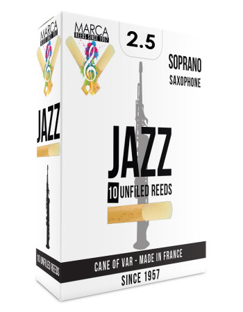 Marca MAJZU325-10 JAZZ UNFILED, Reeds for Bb-Soprano Saxophone, 10 Pack, #2.5