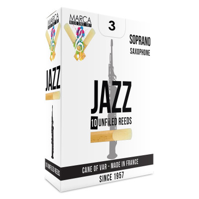 Marca MAJZU330-10 JAZZ UNFILED, Reeds for Bb-Soprano Saxophone, 10 Pack, #3.0