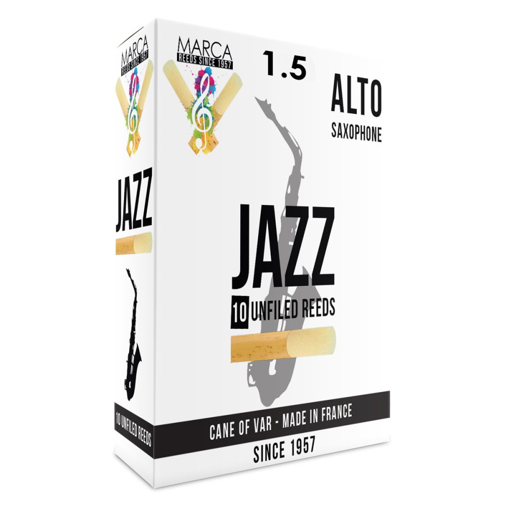 Marca MAJZU415-10 JAZZ UNFILED, Reeds for Eb-Alto Saxophone, 10 Pack, #1.5