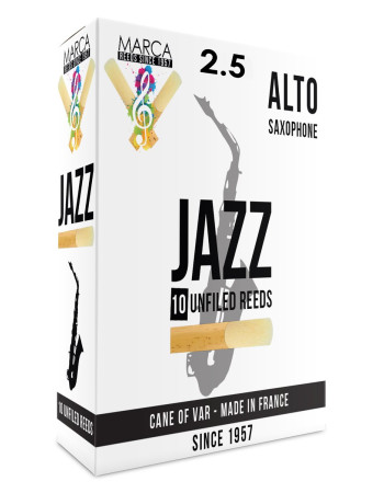 Marca MAJZU425-10 JAZZ UNFILED, Reeds for Eb-Alto Saxophone, 10 Pack, #2.5