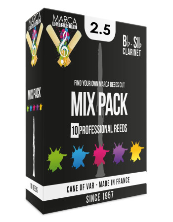 Marca MAMX225-10 MIX PACK, Reeds for Bb-Clarinet, 10 Pack, #2.5