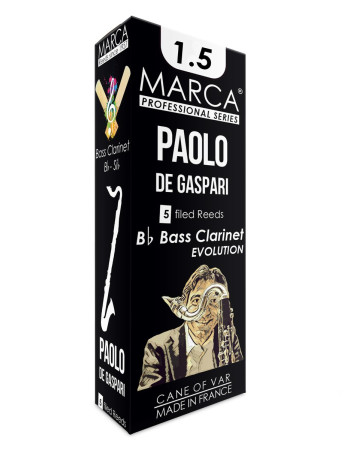 Marca MAPG515-05 PAOLO DE GASPARI, Reeds for Bass Clarinet, 5 Pack, #1.5