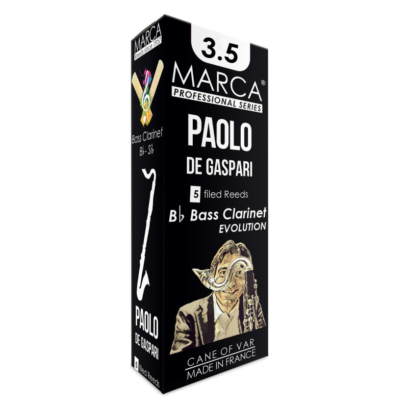 Marca MAPG535-05 PAOLO DE GASPARI, Reeds for Bass Clarinet, 5 Pack, #3.5