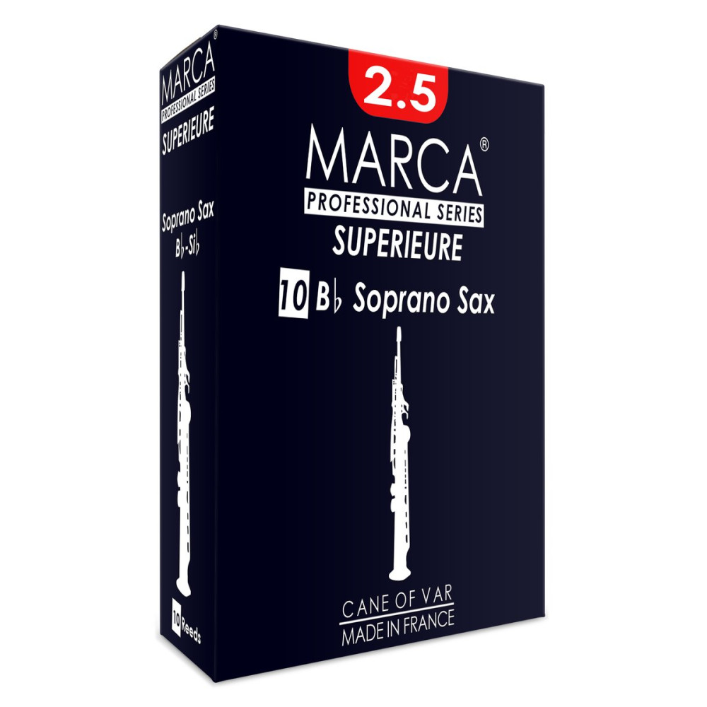 Marca MASP325-10 SUPERIEURE, Reeds for Bb-Soprano Saxophone, 10 Pack, #2.5