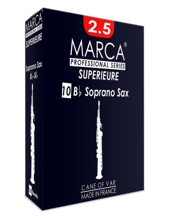 Marca MASP325-10 SUPERIEURE, Reeds for Bb-Soprano Saxophone, 10 Pack, #2.5