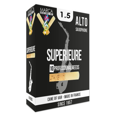 Marca MASP415-10 SUPERIEURE, Reeds for Eb-Alto Saxophone, 10 Pack, #1.5
