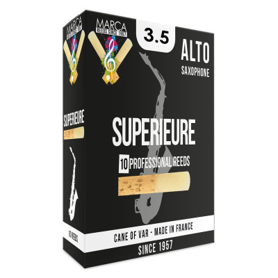 Marca MASP435-10 SUPERIEURE, Reeds for Eb-Alto Saxophone, 10 Pack, #3.5