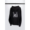 Black Meinl hooded jacket with white metal-Fork logo on back