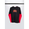 Black Meinl longsleeve with red sleeves and logo on left chest and back