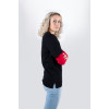 Black Meinl longsleeve with red sleeves and logo on left chest and back