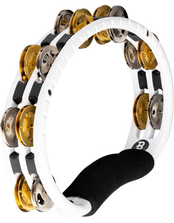 Meinl Percussion TMT1M-WH Traditional ABS Series Hand Held Molded ABS Tambourine - White/Mixed Nickel Plated Steel/Solid