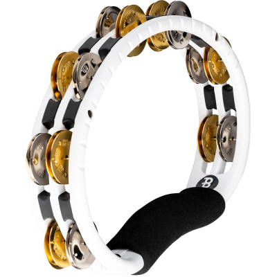 Meinl Percussion TMT1M-WH Traditional ABS Series Hand Held Molded ABS Tambourine - White/Mixed Nickel Plated Steel/Solid