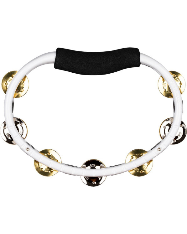 Meinl Percussion TMT1M-WH Traditional ABS Series Hand Held Molded ABS Tambourine - White/Mixed Nickel Plated Steel/Solid