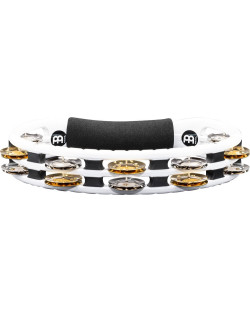 Meinl Percussion TMT1M-WH Traditional ABS Series Hand Held Molded ABS Tambourine - White/Mixed Nickel Plated Steel/Solid