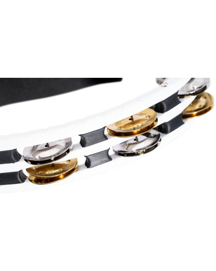 Meinl Percussion TMT1M-WH Traditional ABS Series Hand Held Molded ABS Tambourine - White/Mixed Nickel Plated Steel/Solid