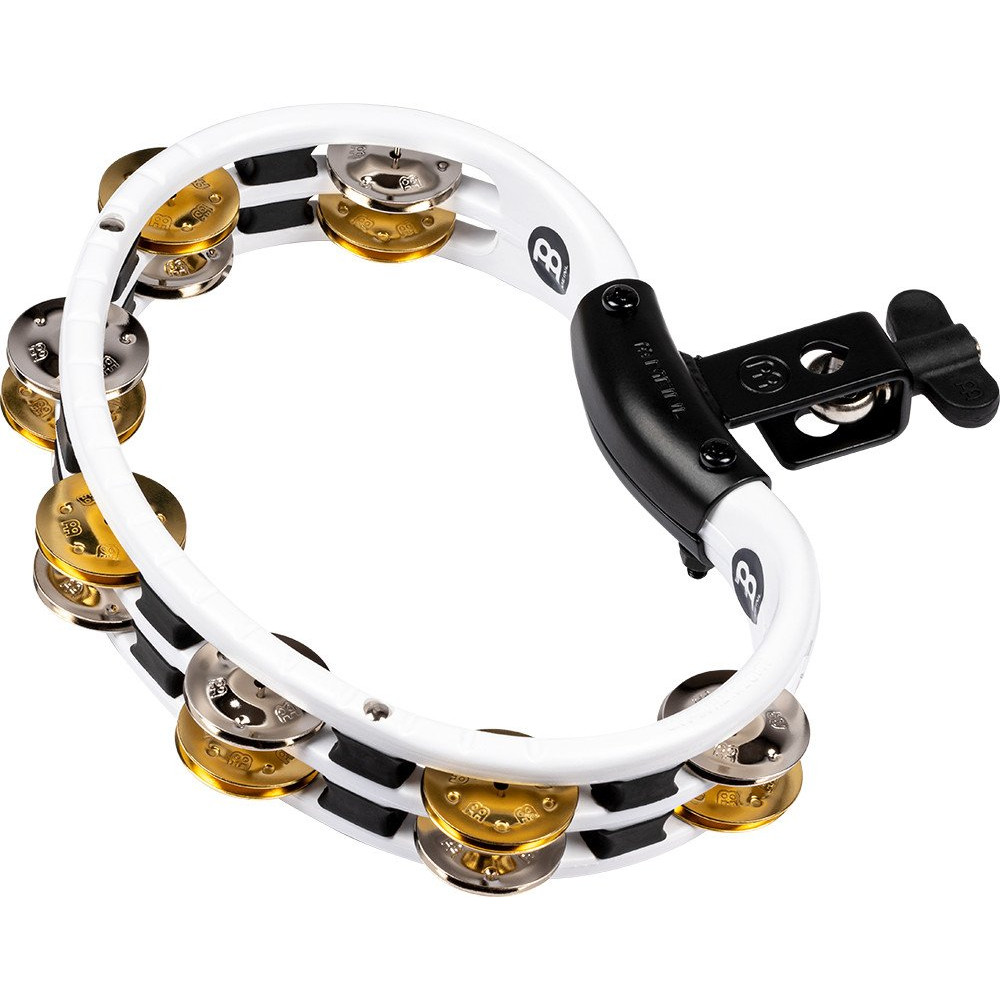 Meinl Percussion TMT2M-WH Traditional Mountable ABS Series Molded ABS Tambourine - White/Mixed Jingles