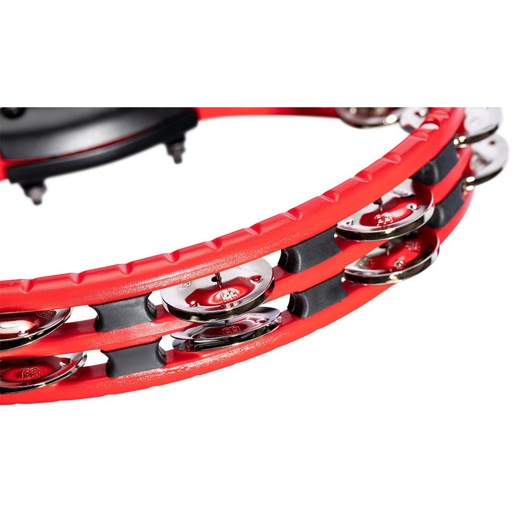 Meinl Percussion TMT2R Traditional Mountable ABS Series Molded ABS Tambourine - Red/Nickel-Plated Jingles