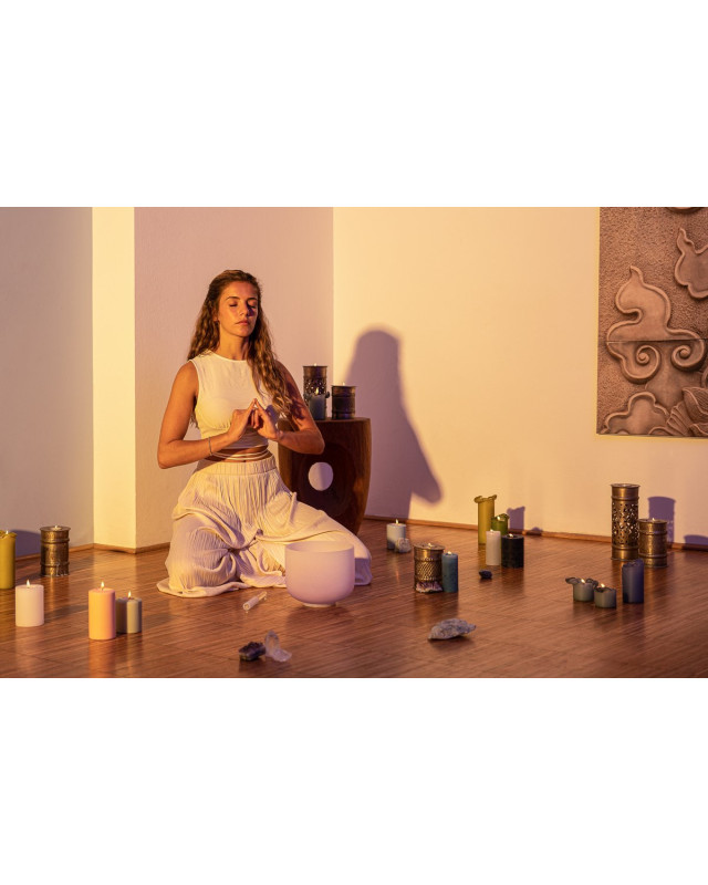 Meinl Sonic Energy CSBCSETCHA Color-Frosted Crystal Singing Bowl Chakra Set 7 pcs - B4/A4/G4/F4/E4/D4/C4/440 Hz