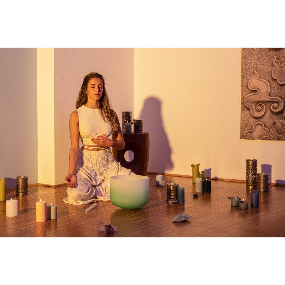 Meinl Sonic Energy CSBCSETCHA Color-Frosted Crystal Singing Bowl Chakra Set 7 pcs - B4/A4/G4/F4/E4/D4/C4/440 Hz