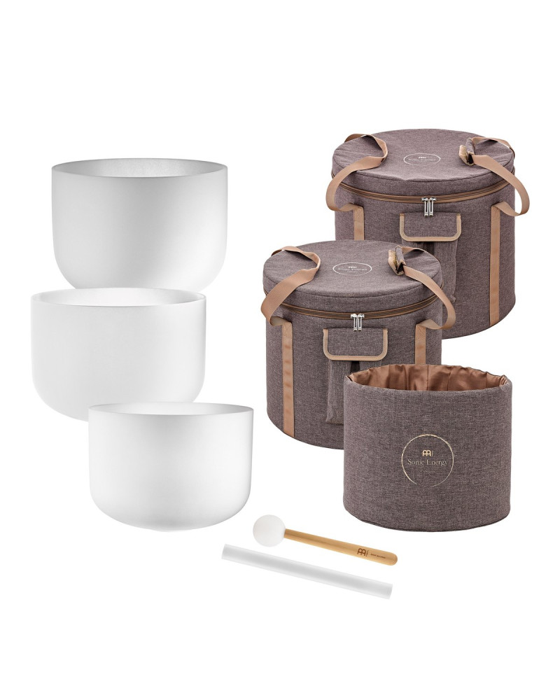 Meinl Sonic Energy CSBMSETCEG 3-piece Crystal Singing Bowl Set, C3 / E3 / G3, 440 Hz