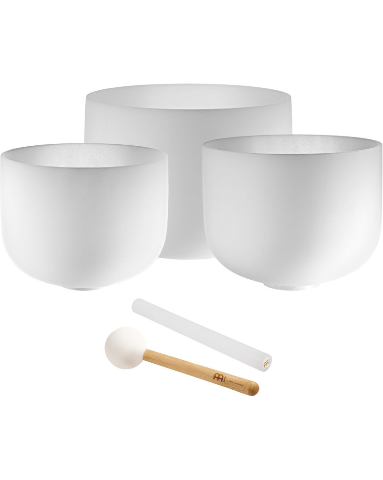 Meinl Sonic Energy CSBSETAFC White-Frosted Crystal Singing Bowls Set 3 pcs - A4/F4/C4/432 Hz