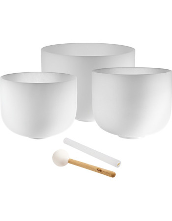 Meinl Sonic Energy CSBSETAFD White-Frosted Crystal Singing Bowls Set 3 pcs - A4/F4/D4/432 Hz