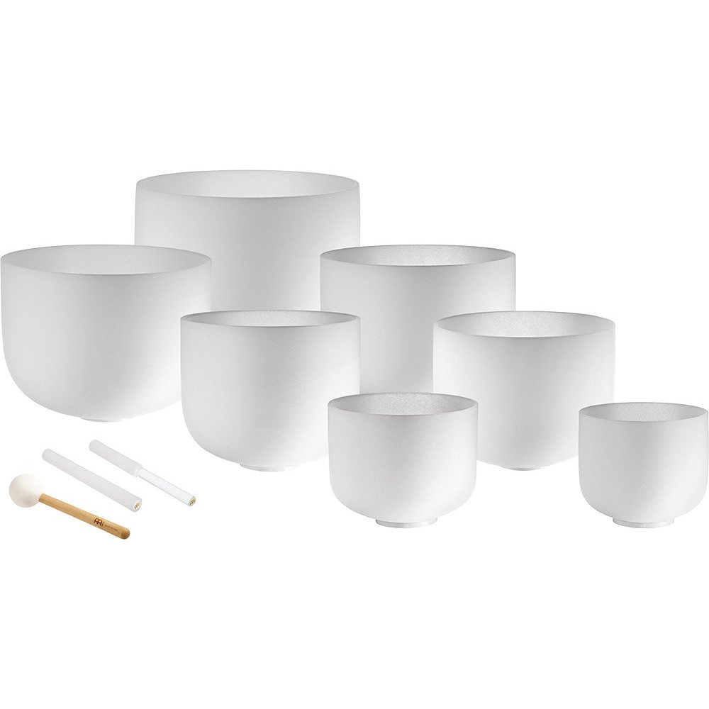 Meinl Sonic Energy CSBSETCHA White-Frosted Crystal Singing Bowls Set 7 pcs - B4/A4/G4/F4/E4/D4/C4/432 Hz
