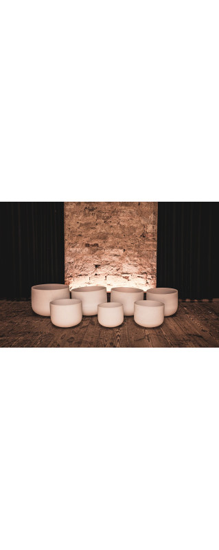 Meinl Sonic Energy CSBSETCHA White-Frosted Crystal Singing Bowls Set 7 pcs - B4/A4/G4/F4/E4/D4/C4/432 Hz
