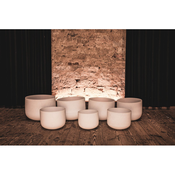 Meinl Sonic Energy CSBSETCHA White-Frosted Crystal Singing Bowls Set 7 pcs - B4/A4/G4/F4/E4/D4/C4/432 Hz