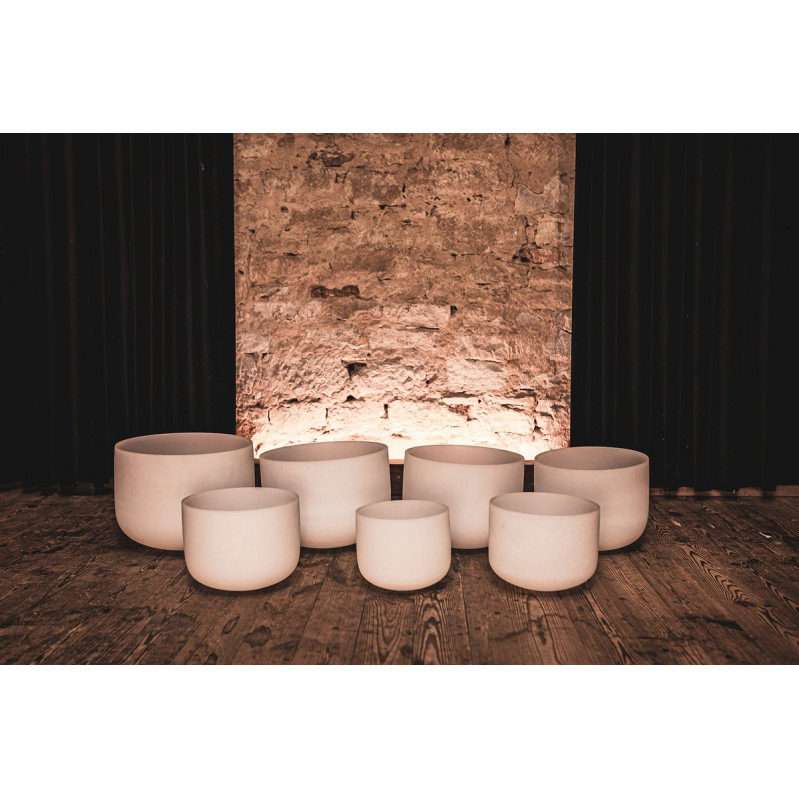 Meinl Sonic Energy CSBSETCHA White-Frosted Crystal Singing Bowls Set 7 pcs - B4/A4/G4/F4/E4/D4/C4/432 Hz
