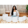 Meinl Sonic Energy CSBSETCHA White-Frosted Crystal Singing Bowls Set 7 pcs - B4/A4/G4/F4/E4/D4/C4/432 Hz