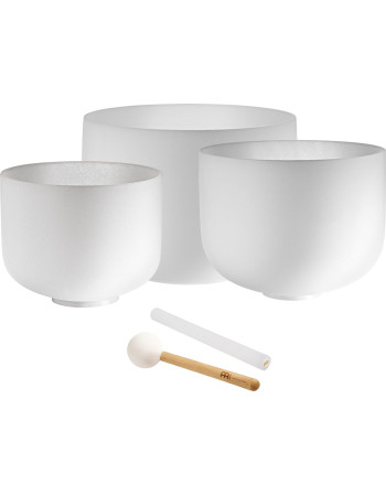 Meinl Sonic Energy CSBSETGEC White-Frosted Crystal Singing Bowls Set 3 pcs - G4/E4/C4/432 Hz