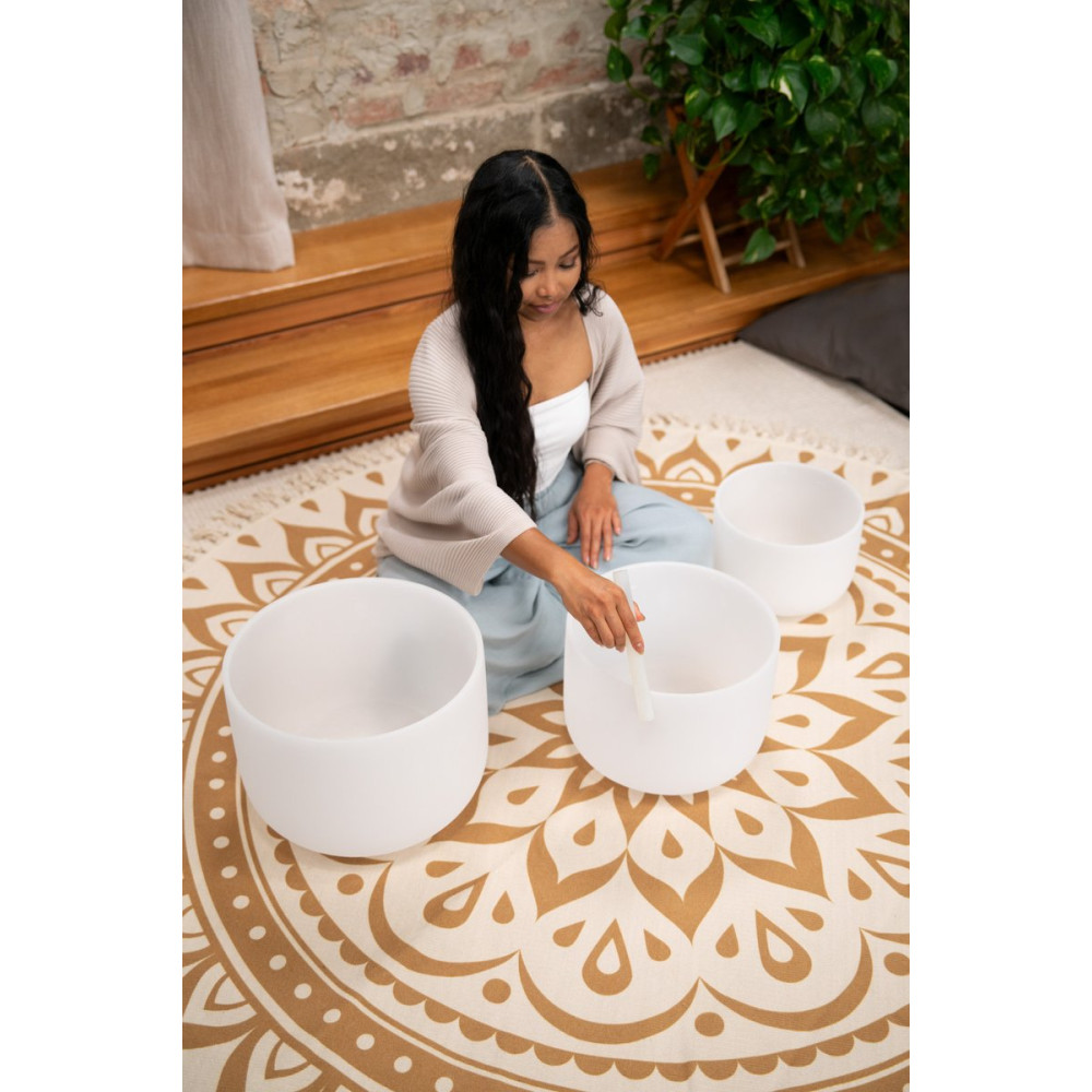 Meinl Sonic Energy CSBSETGEC White-Frosted Crystal Singing Bowls Set 3 pcs - G4/E4/C4/432 Hz