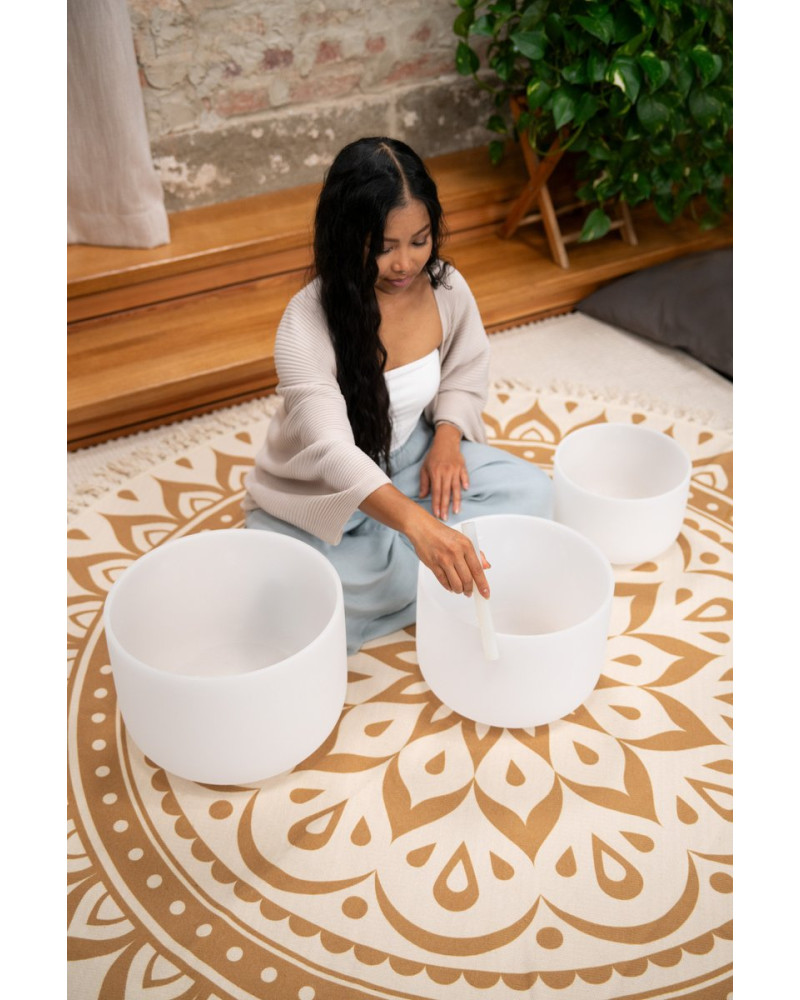 Meinl Sonic Energy CSBSETGEC White-Frosted Crystal Singing Bowls Set 3 pcs - G4/E4/C4/432 Hz