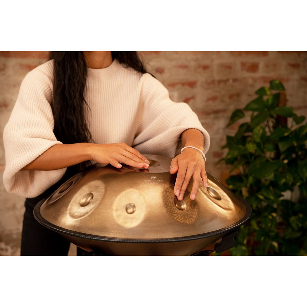 Meinl Sonic Energy HPSTL101 Sensory Handpan Stainless Steel D Amara 10 Notes 440 Hz - Vintage Gold