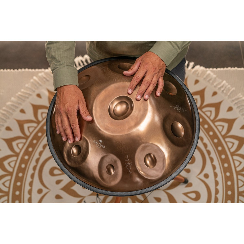 Meinl Sonic Energy HPSTL93CU Sensory Handpan, Stainless Steel, Bb2 Amara, 9 Notes, 432 Hz, Vintage copper, Engraved desi