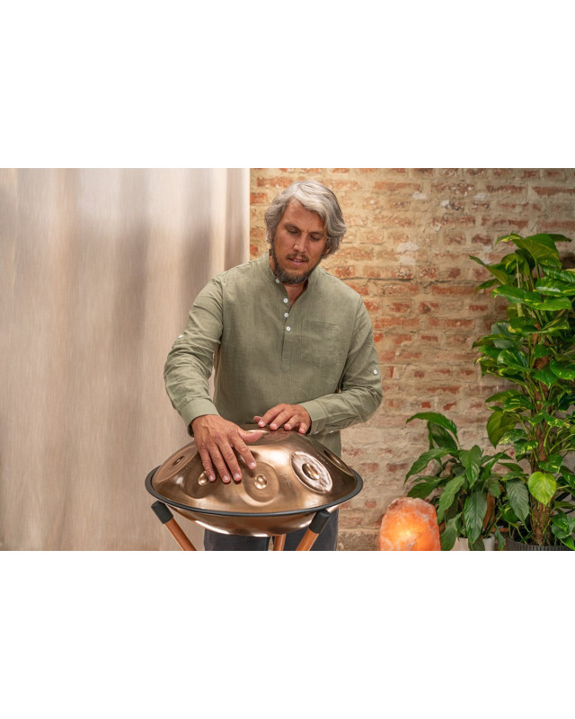 Meinl Sonic Energy HPSTL93CU Sensory Handpan, Stainless Steel, Bb2 Amara, 9 Notes, 432 Hz, Vintage copper, Engraved desi