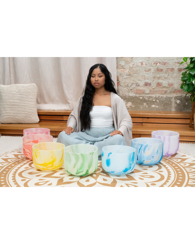 Meinl Sonic Energy MCSBSETCHA Marble Crystal Singing Bowl Chakra Set 7 pcs - B4/A4/G4/F4/E4/D4/C4/432 Hz
