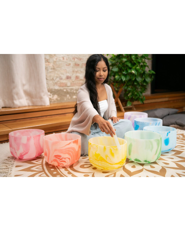 Meinl Sonic Energy MCSBSETCHA Marble Crystal Singing Bowl Chakra Set 7 pcs - B4/A4/G4/F4/E4/D4/C4/432 Hz