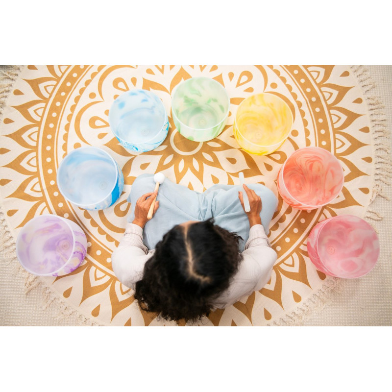 Meinl Sonic Energy MCSBSETCHA Marble Crystal Singing Bowl Chakra Set 7 pcs - B4/A4/G4/F4/E4/D4/C4/432 Hz