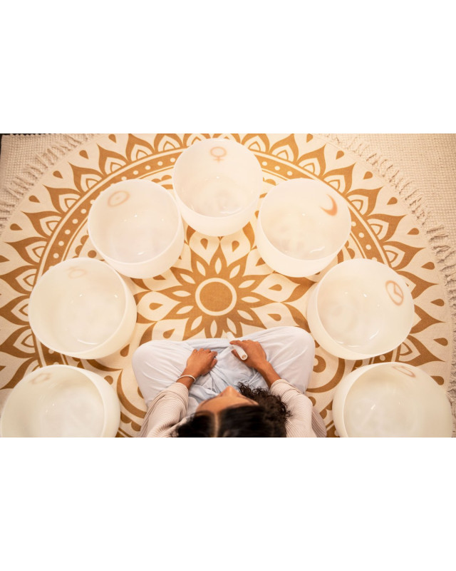 Meinl Sonic Energy PCSBSETCHA Planetary Tuned Crystal Singing Bowl Chakra Set - 7 pcs